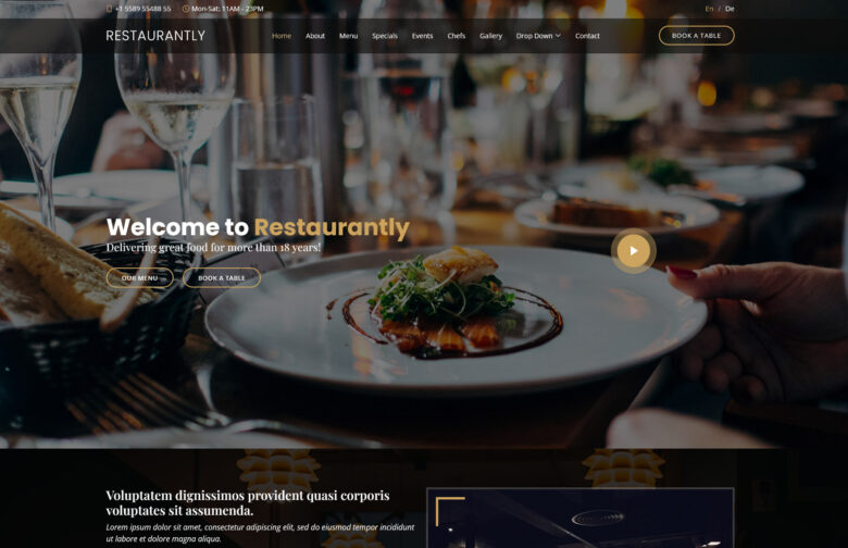 restaurantly free restaurant bootstrap template