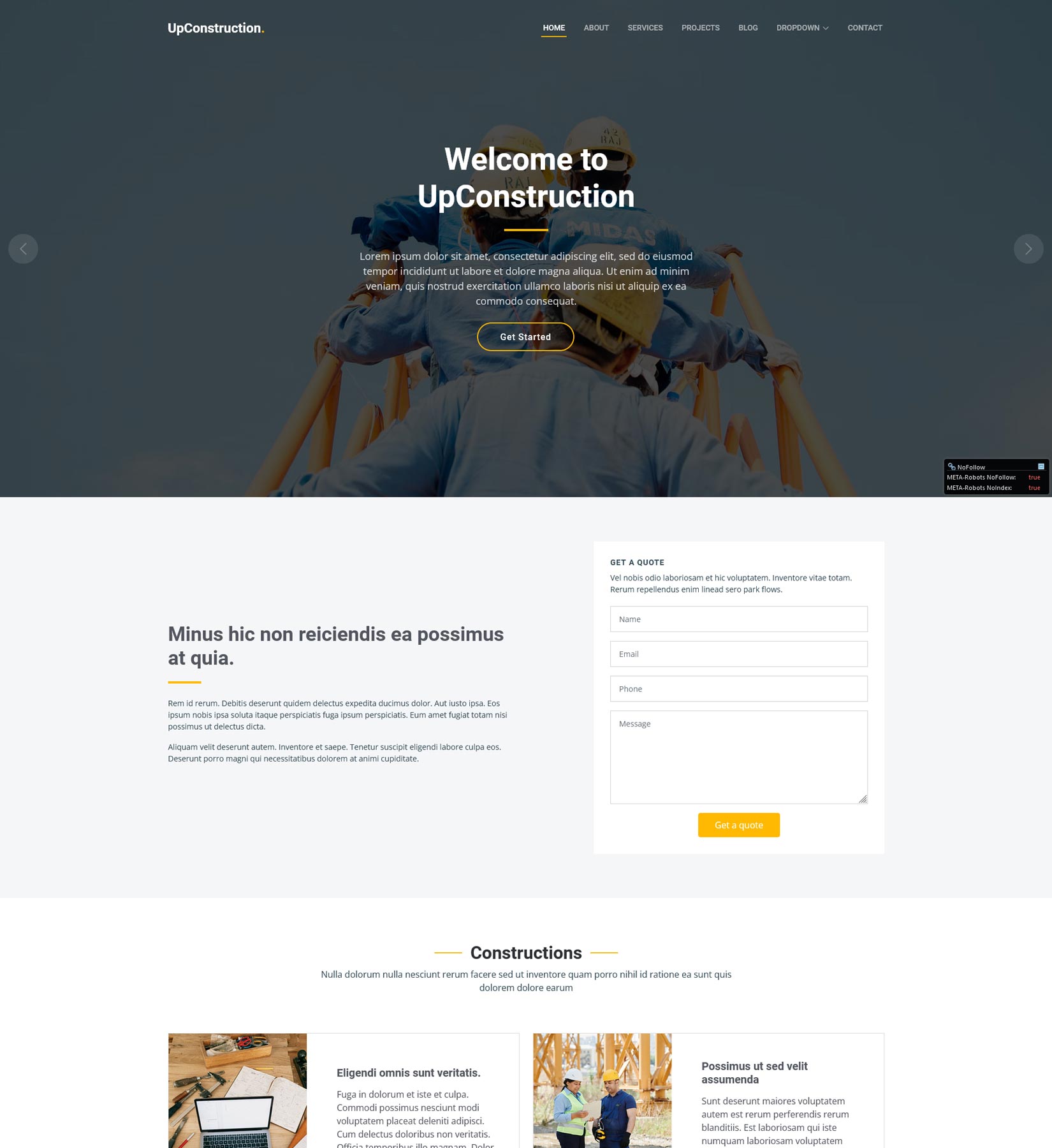 UpConstruction Bootstrap Construction Website Template